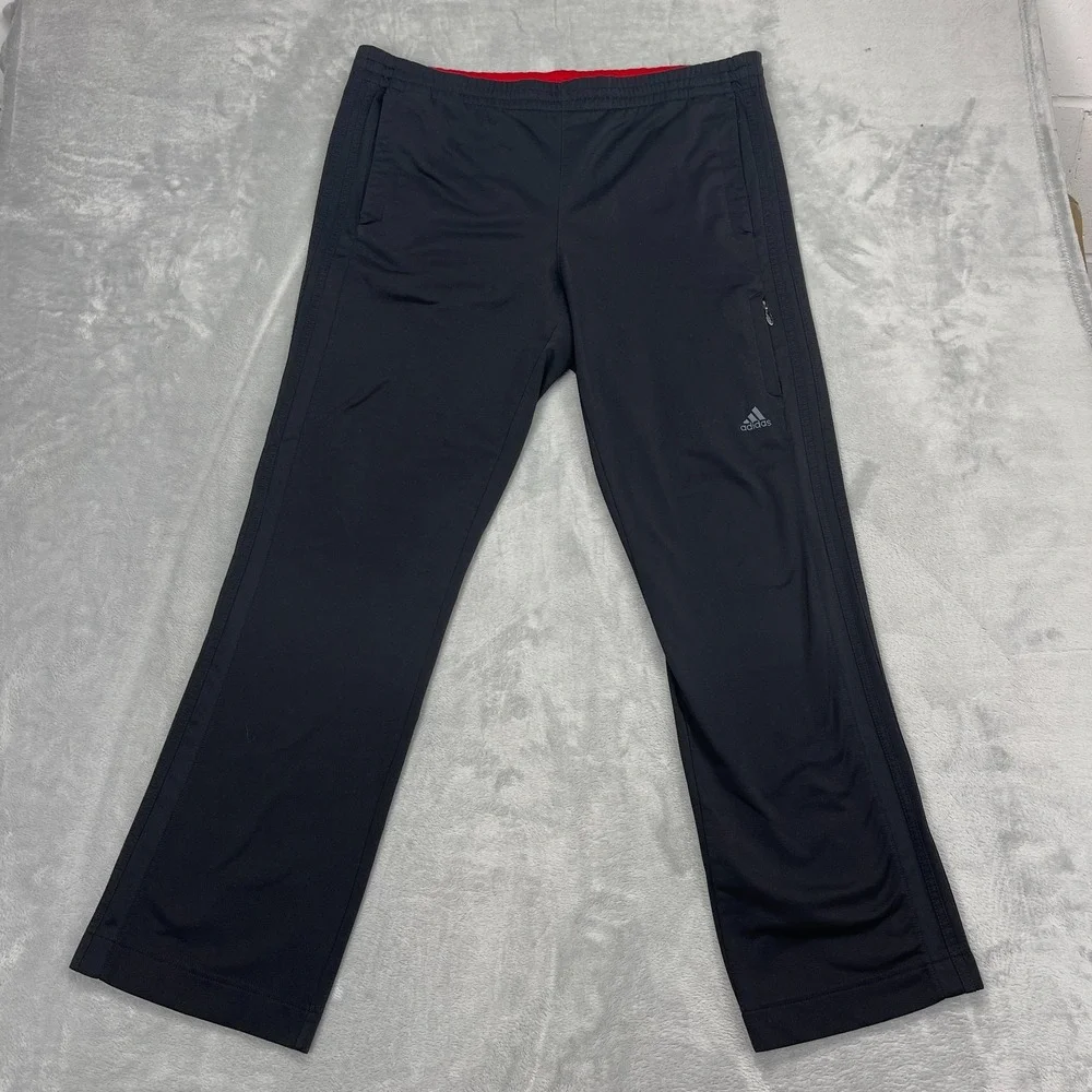 Vintage Adidas Pants Mens L Black Climalite Athleisure Track Straight Leg Y2K